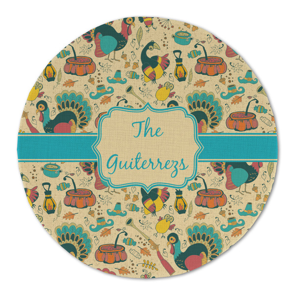 Old Fashioned Thanksgiving Round Linen Placemats - FRONT (Single Sided)