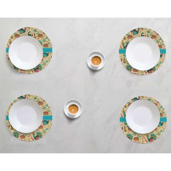 Old Fashioned Thanksgiving Round Linen Placemats - LIFESTYLE (set of 4)