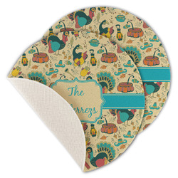 Old Fashioned Thanksgiving Round Linen Placemat - Single Sided - Set of 4 (Personalized)