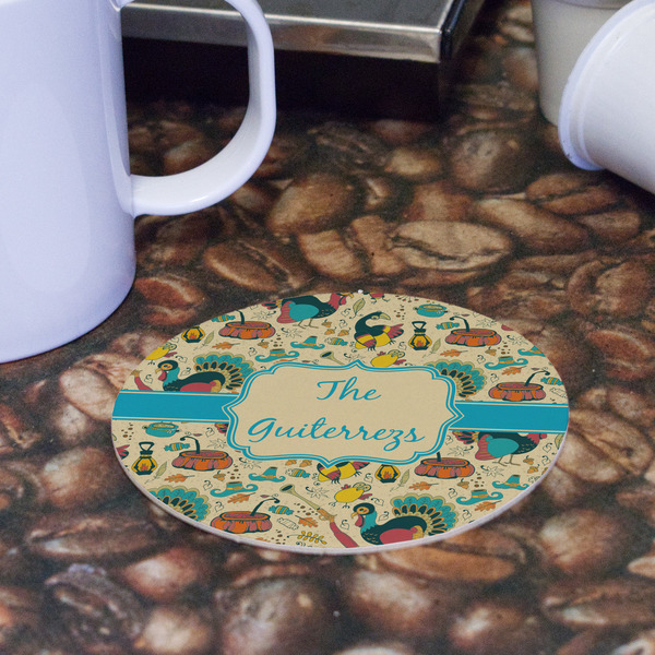 Old Fashioned Thanksgiving Round Paper Coaster - Front