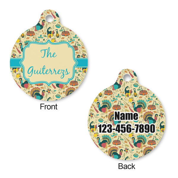 Old Fashioned Thanksgiving Round Pet ID Tag - Large - Approval