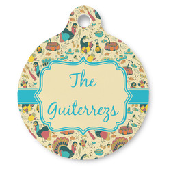 Old Fashioned Thanksgiving Round Pet ID Tag - Large (Personalized)