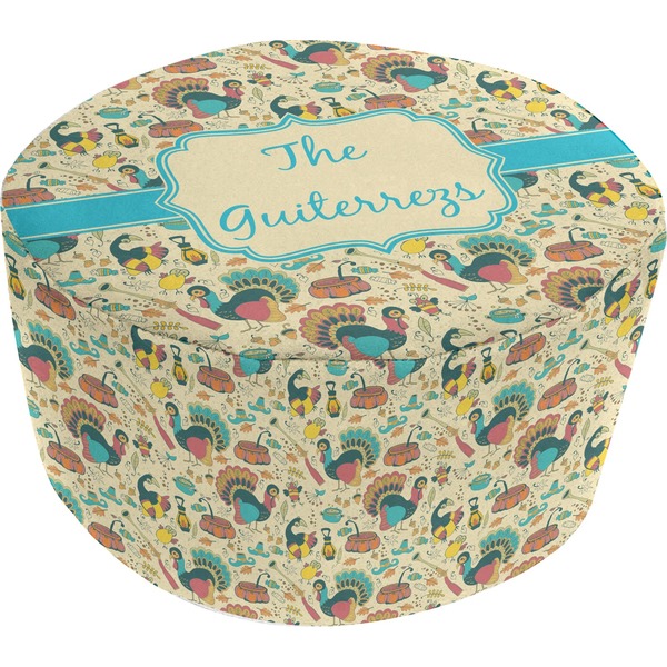 Custom Old Fashioned Thanksgiving Round Pouf Ottoman (Personalized)