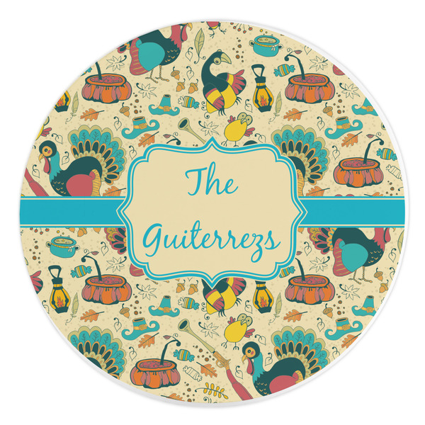 Custom Old Fashioned Thanksgiving Round Stone Trivet (Personalized)