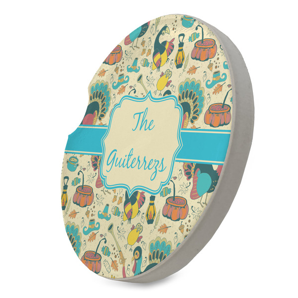 Old Fashioned Thanksgiving Sandstone Car Coaster - STANDING ANGLE