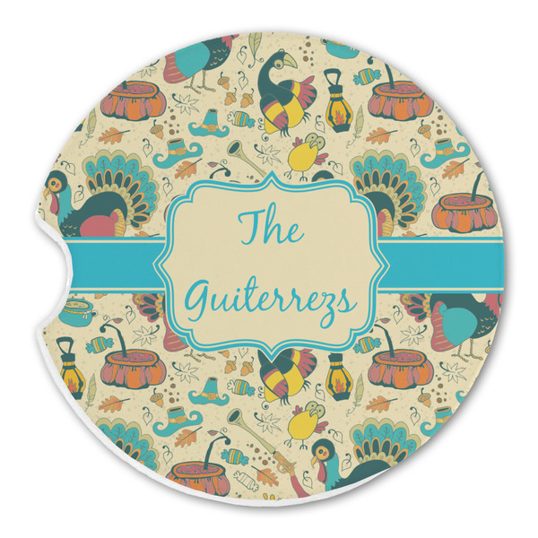 Custom Old Fashioned Thanksgiving Sandstone Car Coaster - Single (Personalized)