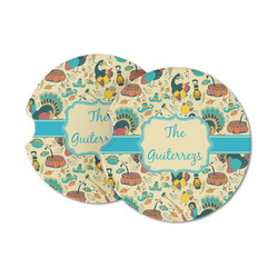 Old Fashioned Thanksgiving Sandstone Car Coasters - Set of 2 (Personalized)