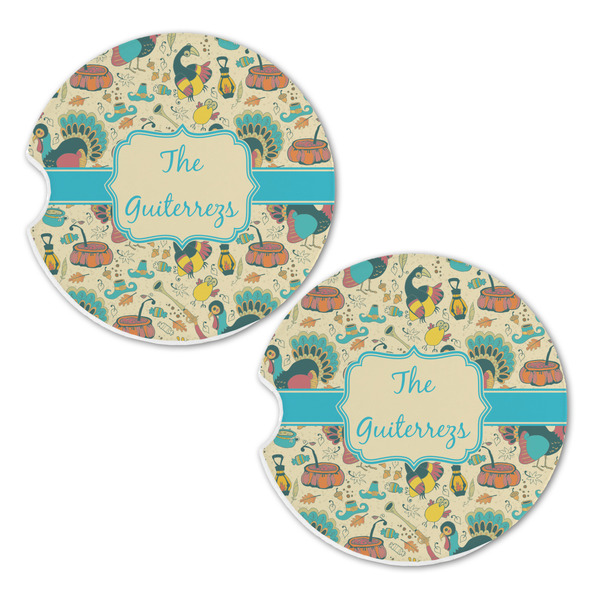 Old Fashioned Thanksgiving Sandstone Car Coasters - Set of 2