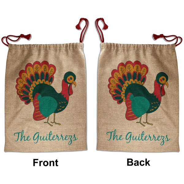 Custom Old Fashioned Thanksgiving Santa Sack - Front & Back (Personalized)