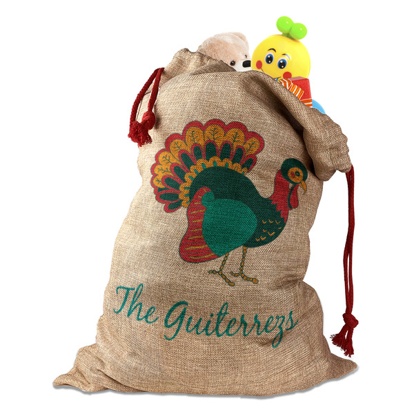 Old Fashioned Thanksgiving Santa Bag - Front (stuffed w toys) PARENT