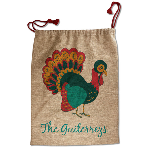 Custom Old Fashioned Thanksgiving Santa Sack - Front (Personalized)