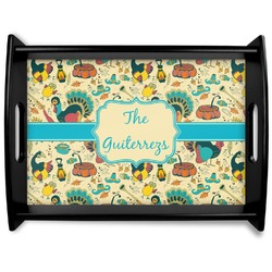 Old Fashioned Thanksgiving Black Wooden Tray - Large (Personalized)
