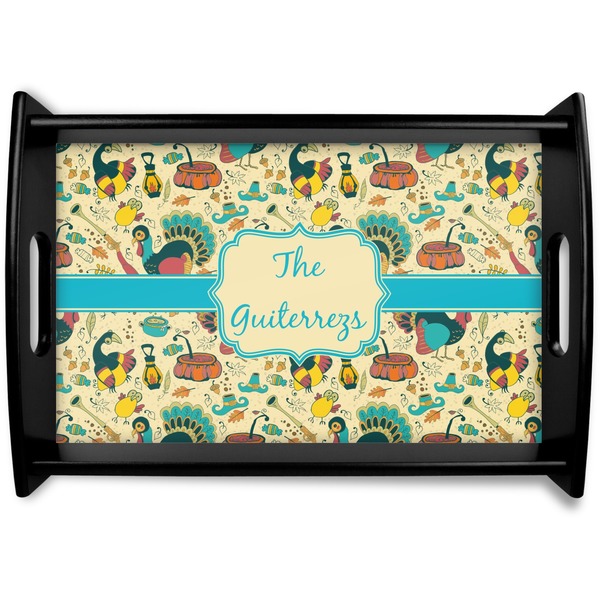 Custom Old Fashioned Thanksgiving Black Wooden Tray - Small (Personalized)