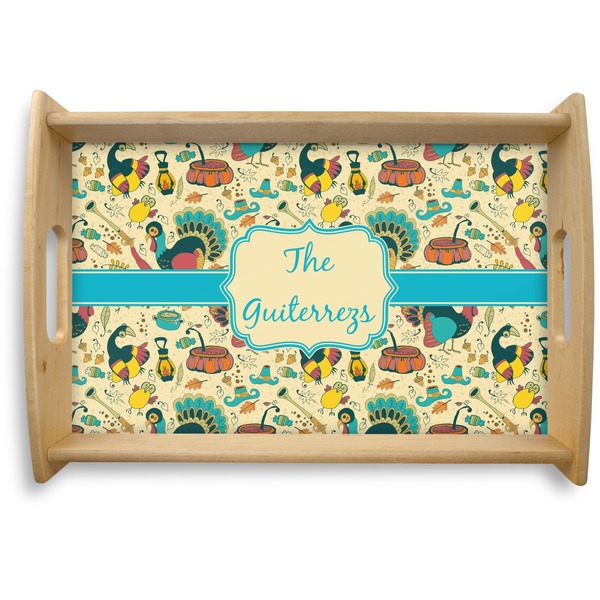 Custom Old Fashioned Thanksgiving Natural Wooden Tray - Small (Personalized)