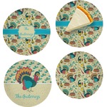 Old Fashioned Thanksgiving Set of 4 Glass Appetizer / Dessert Plate 8" (Personalized)