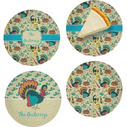 Old Fashioned Thanksgiving Set of 4 Glass Appetizer / Dessert Plate 8" (Personalized)