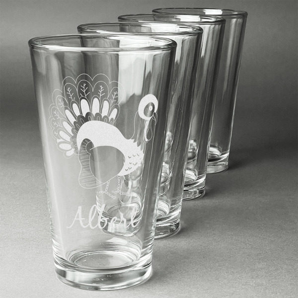 Custom Old Fashioned Thanksgiving Pint Glasses - Engraved (Set of 4) (Personalized)