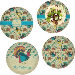 Old Fashioned Thanksgiving Set of 4 Glass Lunch / Dinner Plate 10" (Personalized)