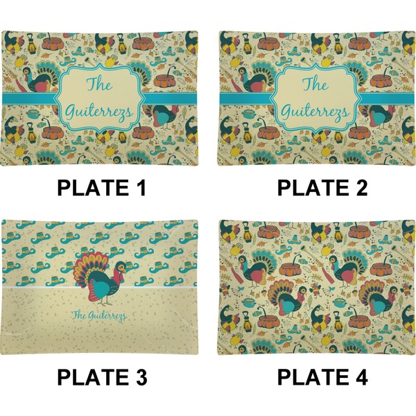 Old Fashioned Thanksgiving Set of Rectangular Appetizer / Dessert Plates (Approval)