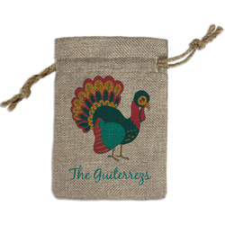Old Fashioned Thanksgiving Small Burlap Gift Bag - Front (Personalized)