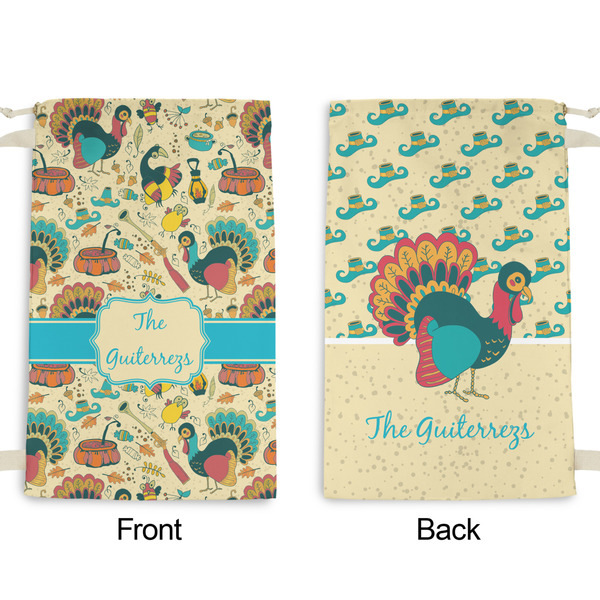 Old Fashioned Thanksgiving Small Laundry Bag - Front & Back View