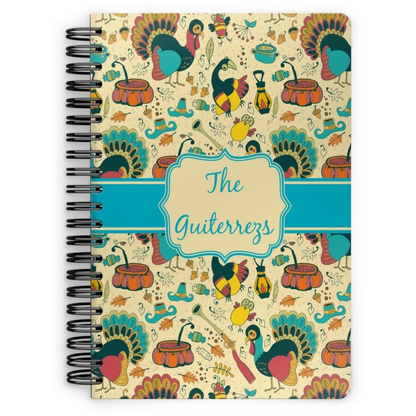 Custom Old Fashioned Thanksgiving Spiral Notebook - 7x10 w/ Name or Text