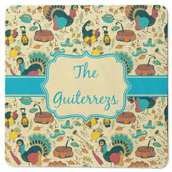 Old Fashioned Thanksgiving Square Rubber Backed Coaster (Personalized)