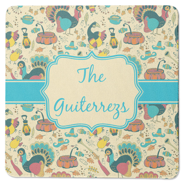 Old Fashioned Thanksgiving Square Coaster Rubber Back - Single