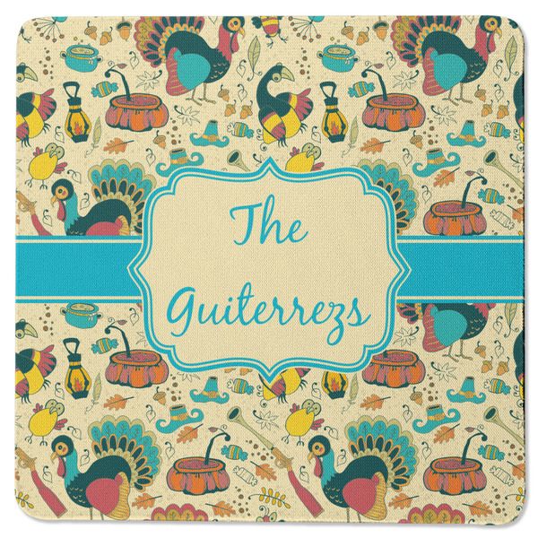 Custom Old Fashioned Thanksgiving Square Rubber Backed Coaster (Personalized)