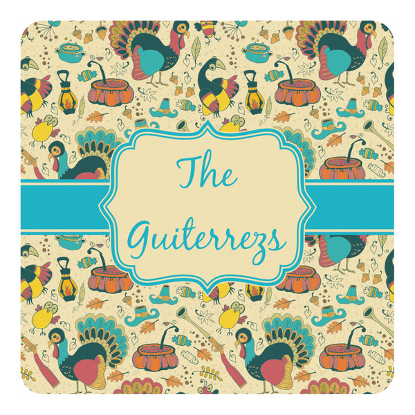 Custom Old Fashioned Thanksgiving Square Decal (Personalized)
