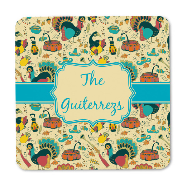 Old Fashioned Thanksgiving Square Fridge Magnet - FRONT