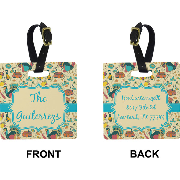 Old Fashioned Thanksgiving Square Luggage Tag (Front + Back)