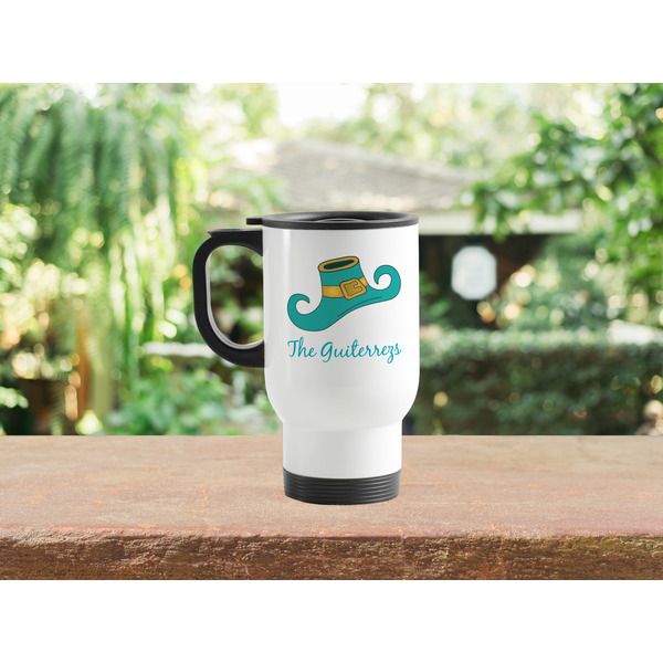 Old Fashioned Thanksgiving Stainless Steel Travel Mug with Handle Lifestyle White