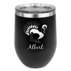 Old Fashioned Thanksgiving Stemless Stainless Steel Wine Tumbler - Black - Double Sided (Personalized)