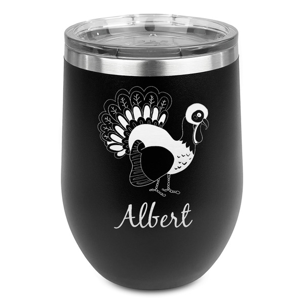 Custom Old Fashioned Thanksgiving Stemless Stainless Steel Wine Tumbler - Black - Single Sided (Personalized)