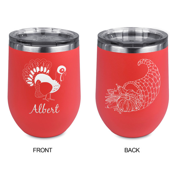 Old Fashioned Thanksgiving Stainless Wine Tumblers - Coral - Double Sided - Approval
