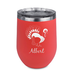 Old Fashioned Thanksgiving Stemless Stainless Steel Wine Tumbler - Coral - Double Sided (Personalized)
