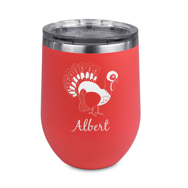 Custom Old Fashioned Thanksgiving Stemless Stainless Steel Wine Tumbler - Coral - Single Sided (Personalized)