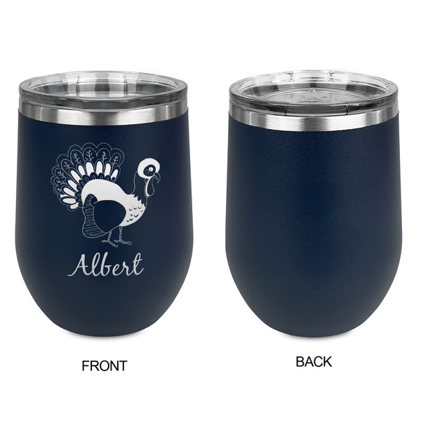 Old Fashioned Thanksgiving Stainless Wine Tumblers - Navy - Single Sided - Approval