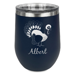Old Fashioned Thanksgiving Stemless Stainless Steel Wine Tumbler - Navy - Single Sided (Personalized)