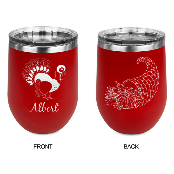 Old Fashioned Thanksgiving Stainless Wine Tumblers - Red - Double Sided - Approval