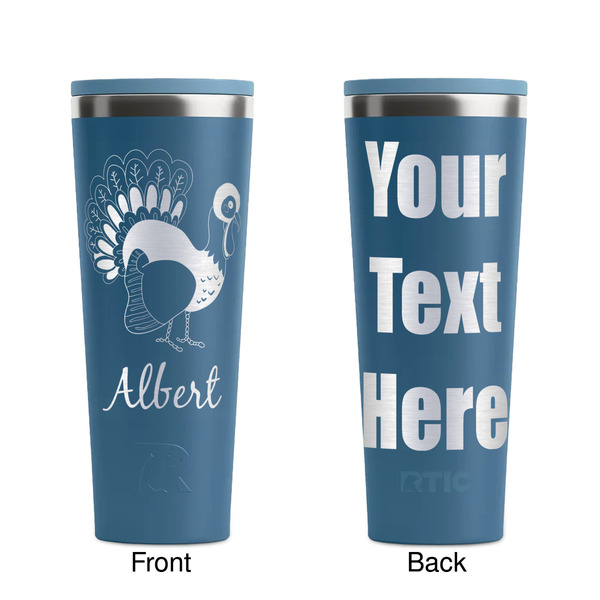 Old Fashioned Thanksgiving Steel Blue RTIC Everyday Tumbler - 28 oz. - Front and Back