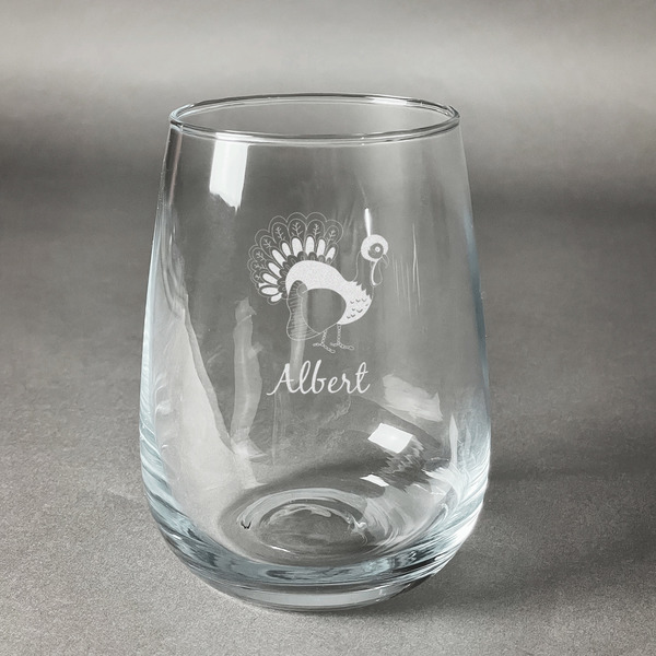 Custom Old Fashioned Thanksgiving Stemless Wine Glass (Single) (Personalized)