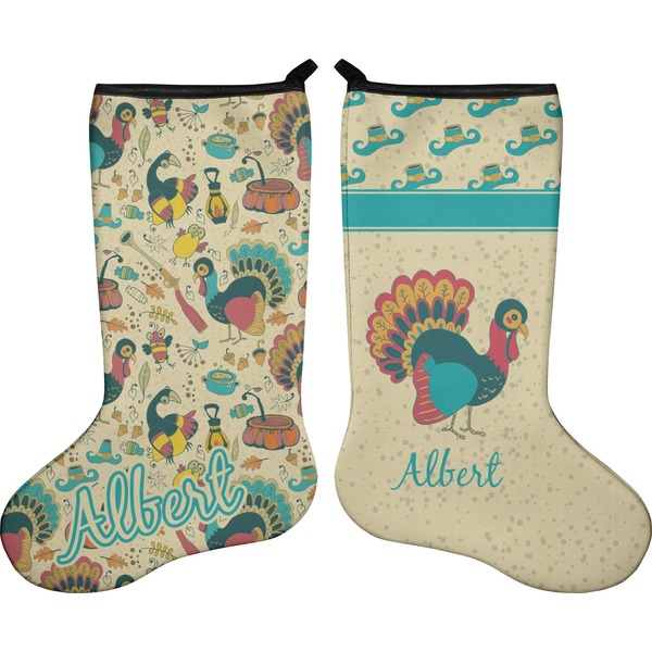 Custom Old Fashioned Thanksgiving Holiday Stocking - Double-Sided - Neoprene (Personalized)