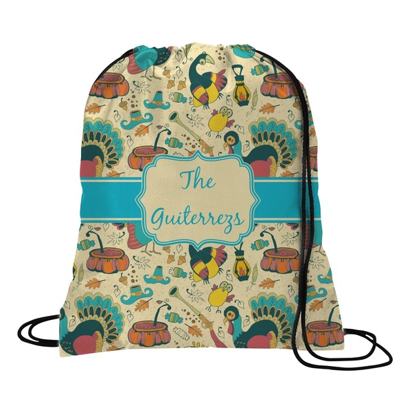 Custom Old Fashioned Thanksgiving Drawstring Backpack - Medium (Personalized)