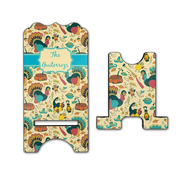 Old Fashioned Thanksgiving Stylized Phone Stand - Front & Back - Large