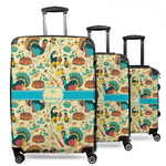 Old Fashioned Thanksgiving 3 Piece Luggage Set - 20" Carry On, 24" Medium Checked, 28" Large Checked (Personalized)