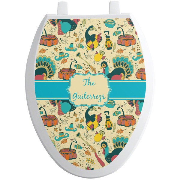 Custom Old Fashioned Thanksgiving Toilet Seat Decal - Elongated (Personalized)