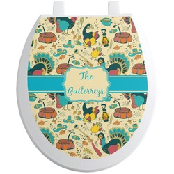 Old Fashioned Thanksgiving Toilet Seat Decal - Round (Personalized)