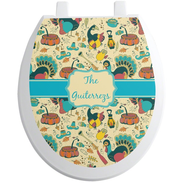 Custom Old Fashioned Thanksgiving Toilet Seat Decal - Round (Personalized)